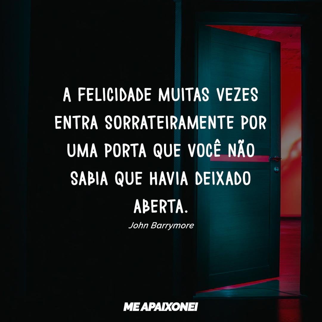 A felicidade muitas vezes entra sorrateiramente por uma porta que você não sabia que havia deixado aberta - John Barrymore