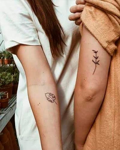 tatuagens de folha para casais