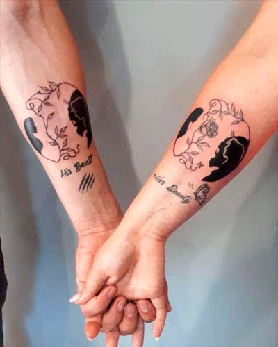 tatuagens para casal a bela e a fera