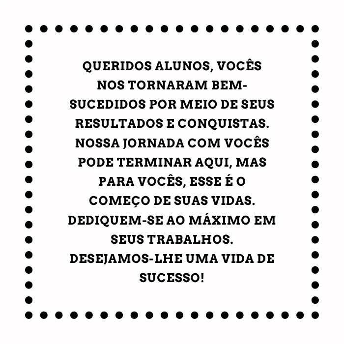 Mensagens de despedida para alunos