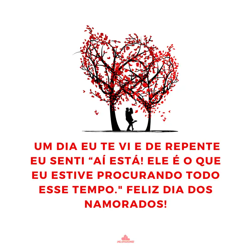 E um dia eu te vi e de repente eu senti “Aí está! Ele é o que eu estive procurando todo esse tempo." Feliz Dia dos Namorados!