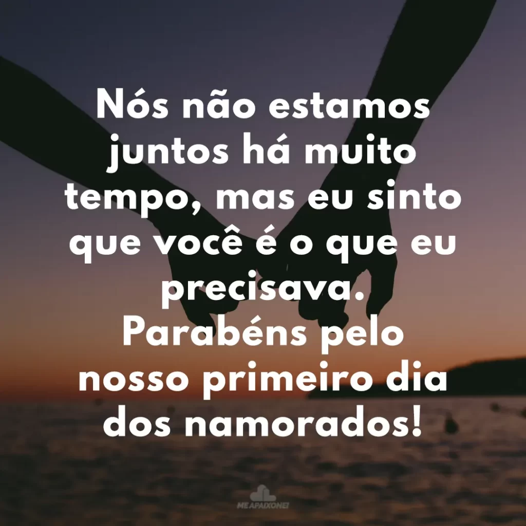 Nós não estamos juntos há muito tempo, mas eu sinto que você é o que eu precisava. Parabéns pelo nosso primeiro dia dos namorados!