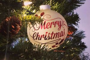 Enfeite de natal escrito merry christmas
