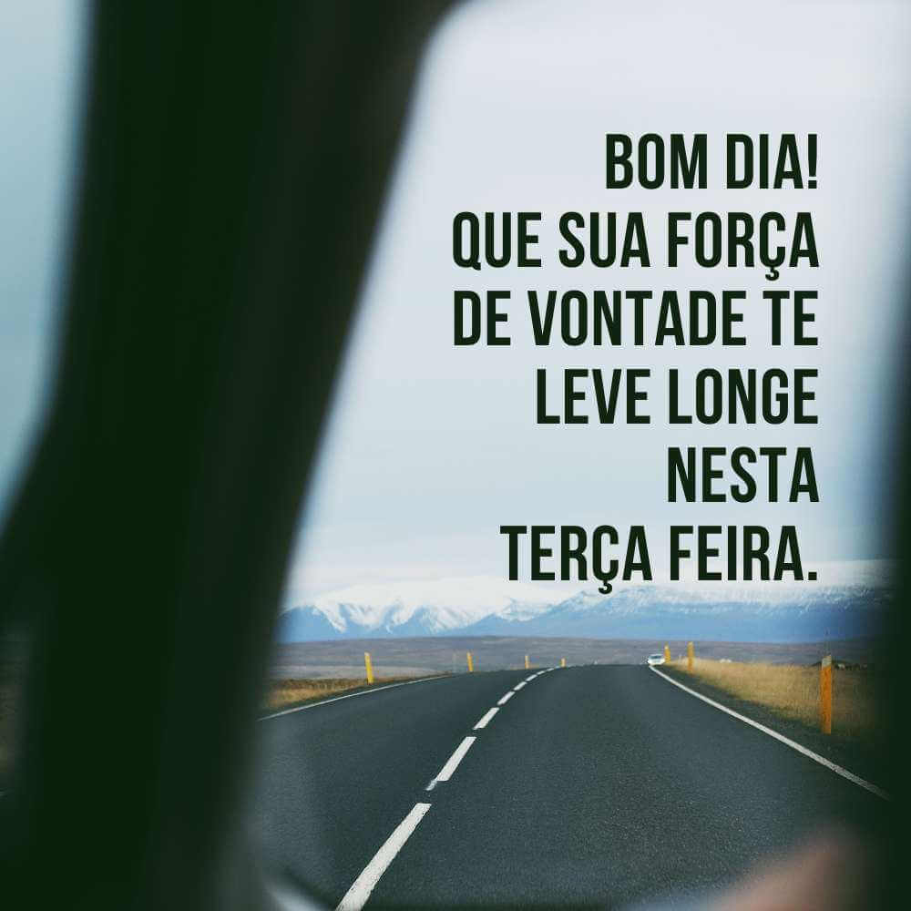 Bom Dia, Terça-Feira Motivação - Que sua força de vontade te leve longe nesta terça feira.