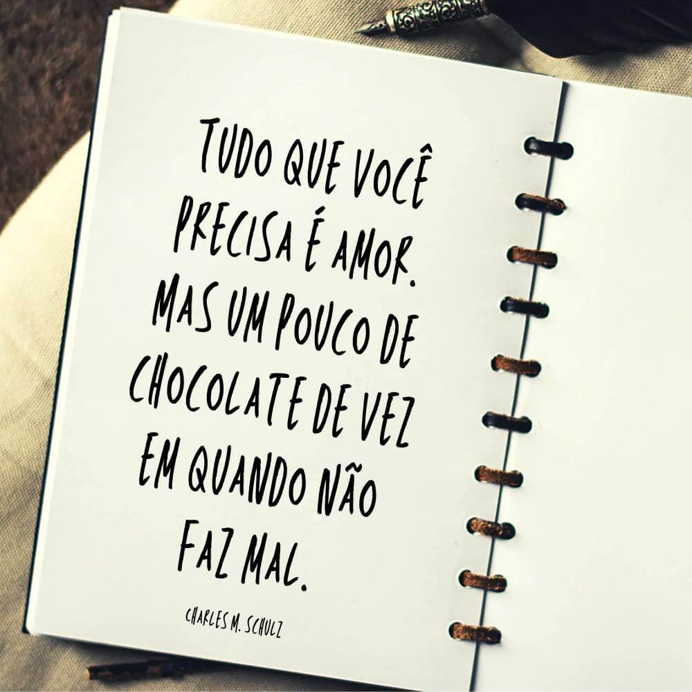 Tudo que você precisa é amor. Mas um pouco de chocolate de vez em quando não faz mal. – Charles M. Schulz