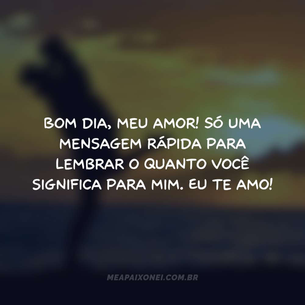 Bom dia, meu amor! Só uma mensagem rápida para lembrar o quanto você significa para mim. Eu te amo
