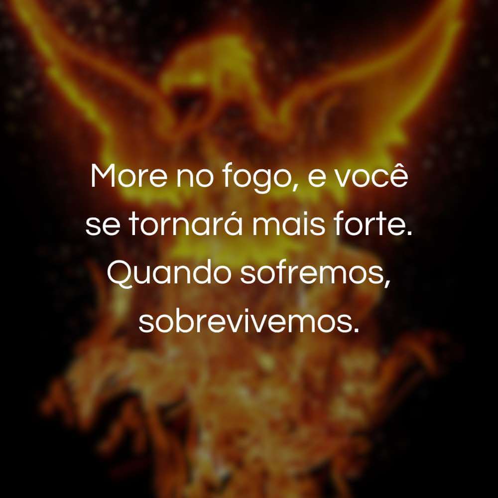 Frases sobre renascer com a Fênix - More no fogo, e você se tornará mais forte. Quando sofremos, sobrevivemos.